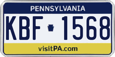 PA license plate KBF1568