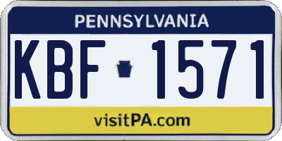 PA license plate KBF1571