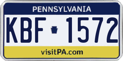 PA license plate KBF1572