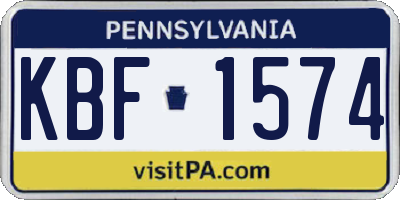 PA license plate KBF1574