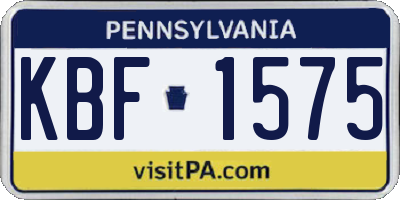 PA license plate KBF1575