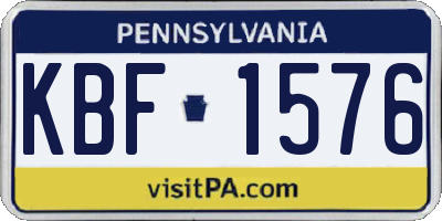 PA license plate KBF1576