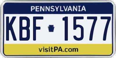 PA license plate KBF1577