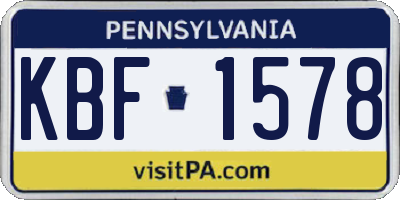 PA license plate KBF1578