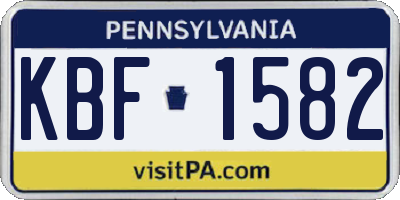PA license plate KBF1582