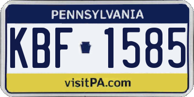 PA license plate KBF1585