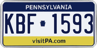 PA license plate KBF1593