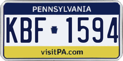 PA license plate KBF1594