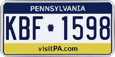 PA license plate KBF1598
