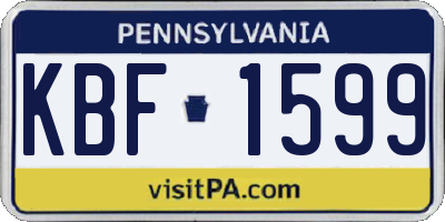 PA license plate KBF1599