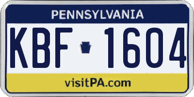 PA license plate KBF1604