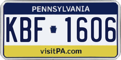 PA license plate KBF1606
