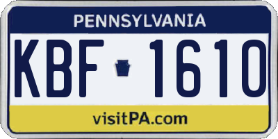 PA license plate KBF1610