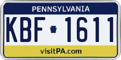 PA license plate KBF1611