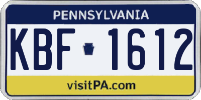 PA license plate KBF1612