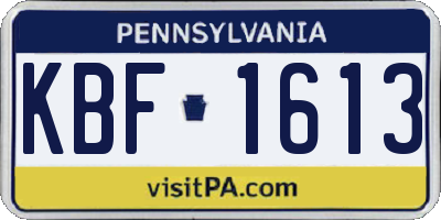 PA license plate KBF1613