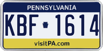PA license plate KBF1614