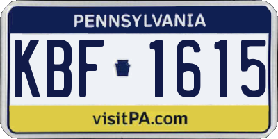 PA license plate KBF1615