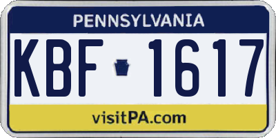 PA license plate KBF1617