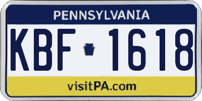 PA license plate KBF1618