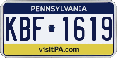 PA license plate KBF1619