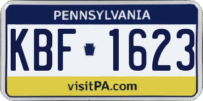PA license plate KBF1623