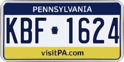 PA license plate KBF1624