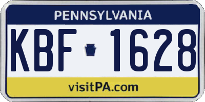 PA license plate KBF1628