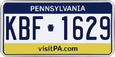 PA license plate KBF1629