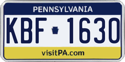 PA license plate KBF1630