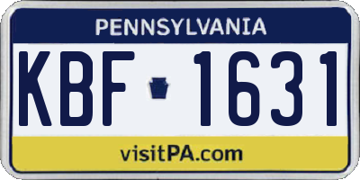 PA license plate KBF1631
