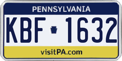 PA license plate KBF1632