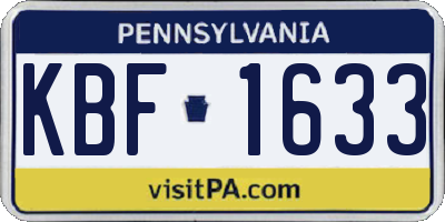 PA license plate KBF1633