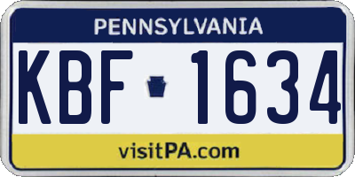 PA license plate KBF1634