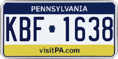 PA license plate KBF1638