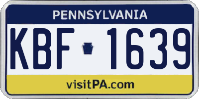 PA license plate KBF1639