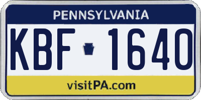 PA license plate KBF1640