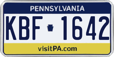 PA license plate KBF1642