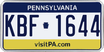 PA license plate KBF1644