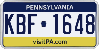 PA license plate KBF1648