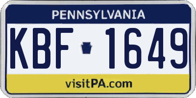 PA license plate KBF1649