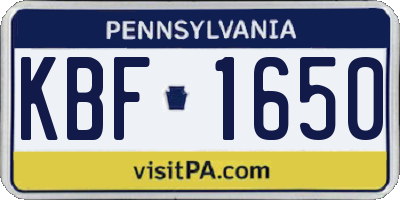 PA license plate KBF1650