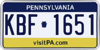 PA license plate KBF1651