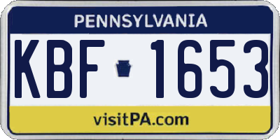 PA license plate KBF1653