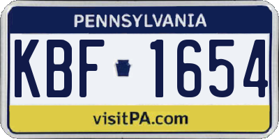 PA license plate KBF1654