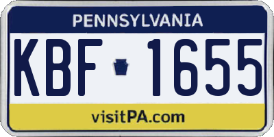 PA license plate KBF1655