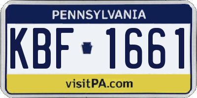 PA license plate KBF1661
