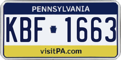 PA license plate KBF1663