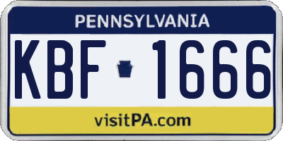 PA license plate KBF1666