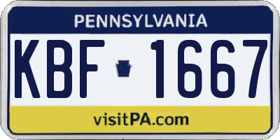 PA license plate KBF1667